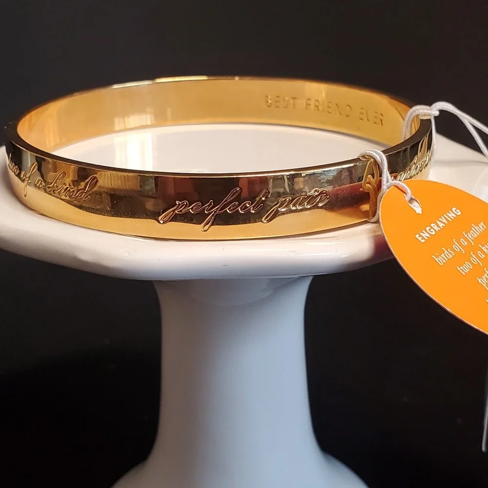 NWT KATE SPADE Idiom Bangles Bridesmaid Bangle Engraved Gold Plate Best Friend - Picture 1 of 9